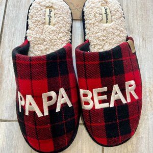 Men's Papa Bear Red Buffalo Check Slipper